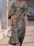 New Brown Stripe Print Women's Top and Dress