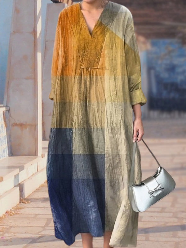 New Yellow And Blue Color Matching Women's Top and Dress
