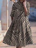 New Brown Stripe Print Women's Top and Dress