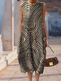 New Brown Stripe Print Women's Top and Dress