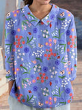 New Purple Blue Flower Print Women's Top and Dress