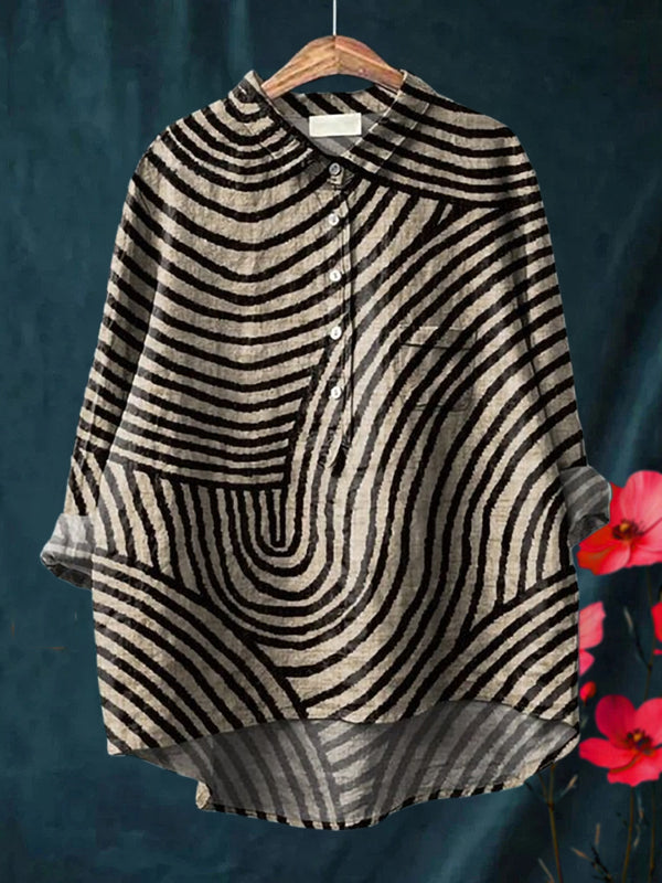 New Brown Stripe Print Women's Top and Dress