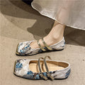 Temperament Printed Elegant Double Buckle Soft Sole Shoes