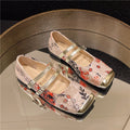 Temperament Printed Elegant Double Buckle Soft Sole Shoes