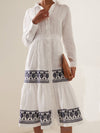 Elegant Button Printed Cotton Women's Dress