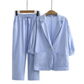 Fashionable And Casual Cotton And Linen Two-Piece Suit