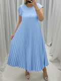 New Fashion Round Neck Sleeveless Pleated Dress