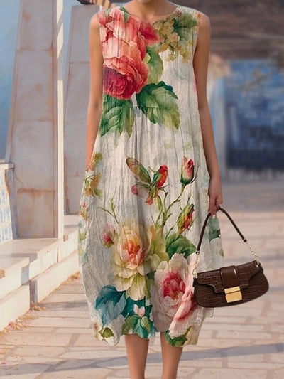 New Bright Red Flower Print Women's Top and Dress