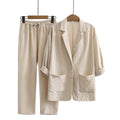 Fashionable And Casual Cotton And Linen Two-Piece Suit