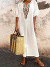 Embroidered Slit Cotton Ladies Dress