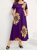 New Beautiful Sunflower Print Dress