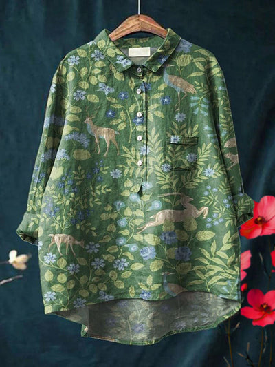 New Green Flowers Animal Print Women's Top and Dress