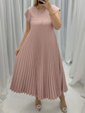 New Fashion Round Neck Sleeveless Pleated Dress