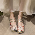 Temperament Printed Elegant Double Buckle Soft Sole Shoes