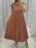 New Fashion Round Neck Sleeveless Pleated Dress