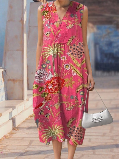 New Bright Red Coconut Tree Print Women's Top and Dress
