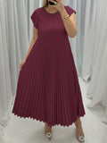 New Fashion Round Neck Sleeveless Pleated Dress